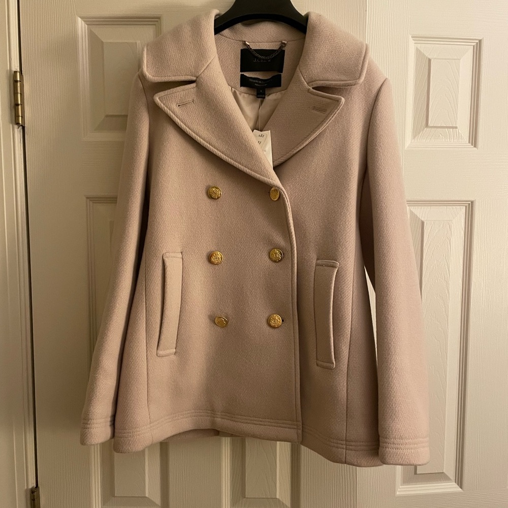 Brand New! Classic cream colored J Crew wool pea coat!